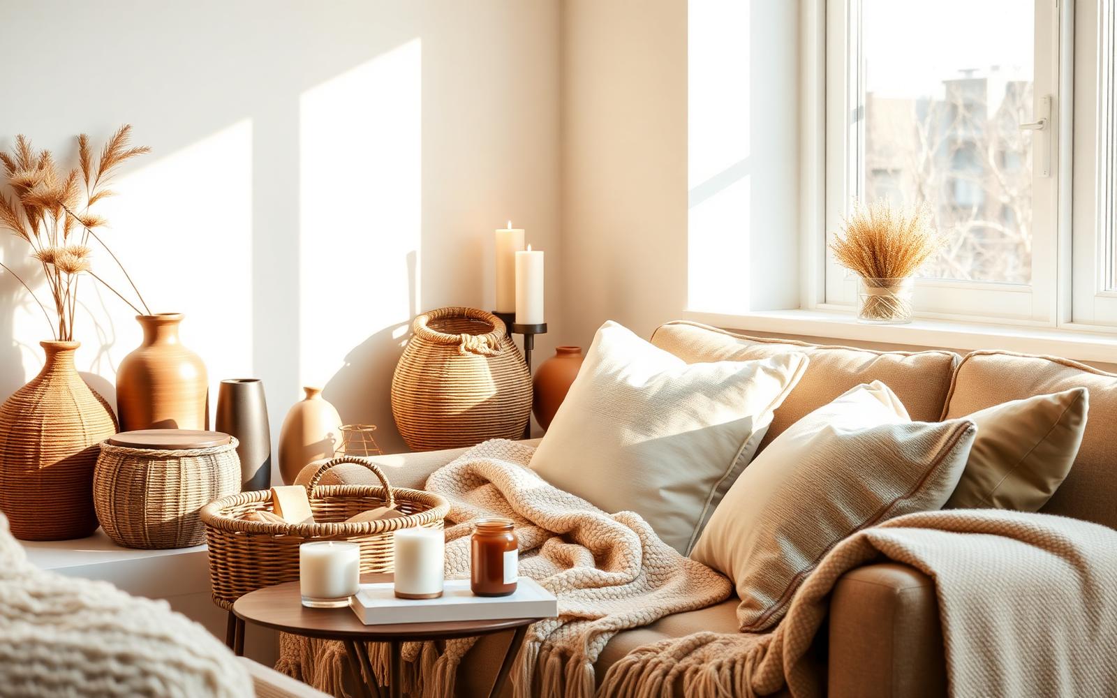 Beautifully styled living room with home accessories